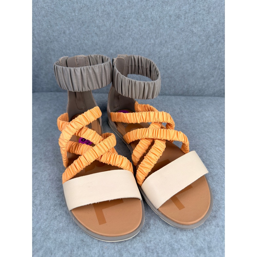 Sorel Roaming De Eva Sandals Orange Grey Ruched Strappy Gladiator Womens 8.5